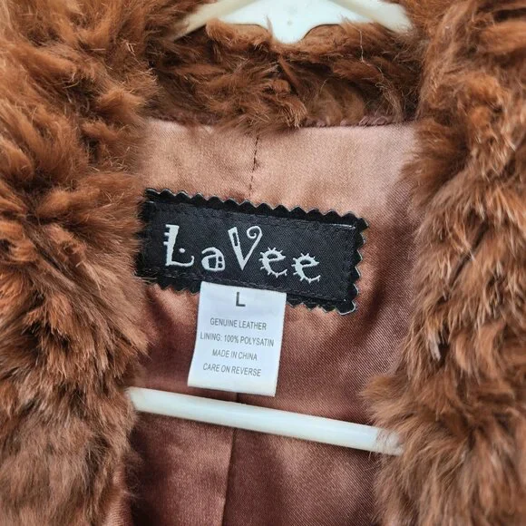 Lavee Brown Knitted Rabbit Fur Vest with Satin lining Large - Picture 5 of 11